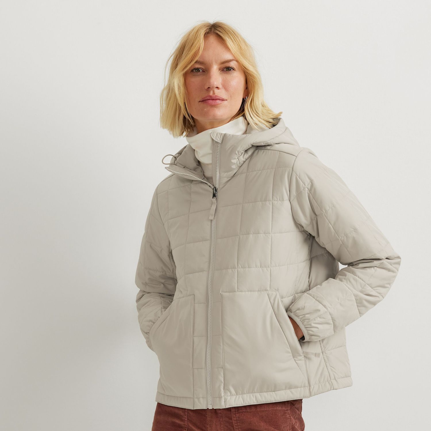 thumbnail image 2 of Women's Quilted Puffer Coat – Black Hooded Winter Jacket With Down Fill 2 of 4