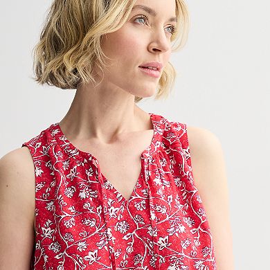 Women's Croft & Barrow® Sleeveless Tie Neck Challis Blouse