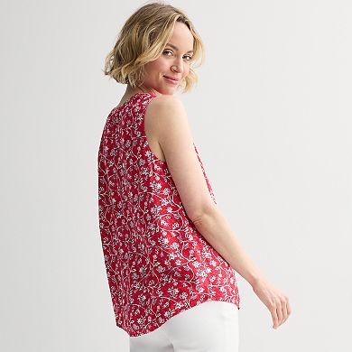 Women's Croft & Barrow® Sleeveless Tie Neck Challis Blouse