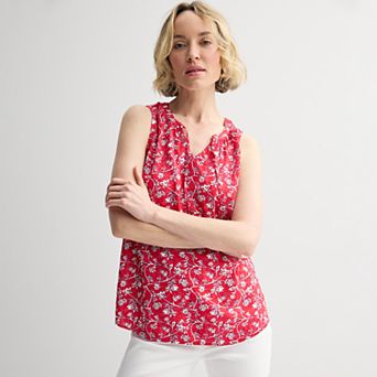 Women's Croft & Barrow® Sleeveless Tie Neck Challis Blouse