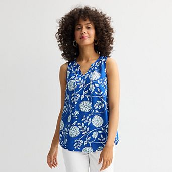 Women's Croft & Barrow® Sleeveless Tie Neck Challis Blouse