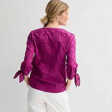 Women's Regular Croft & Barrow® Tie Sleeve Shirt
