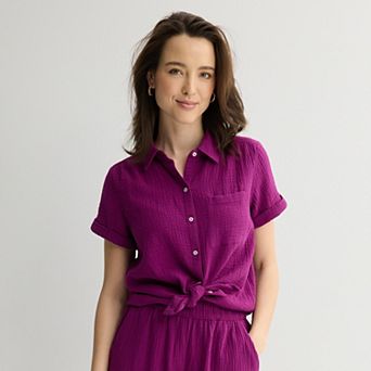 Women's Croft & Barrow® Casual Camp Shirt