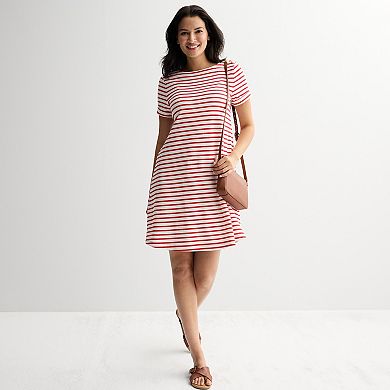 Women's Croft & Barrow® Buttoned Shoulder T-Shirt Dress