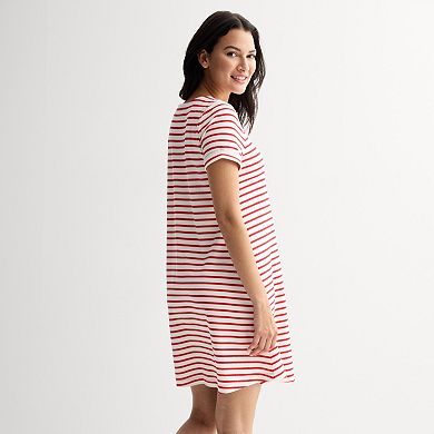 Women's Croft & Barrow® Buttoned Shoulder T-Shirt Dress