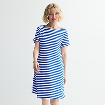 Women's Croft & Barrow® Buttoned Shoulder T-Shirt Dress