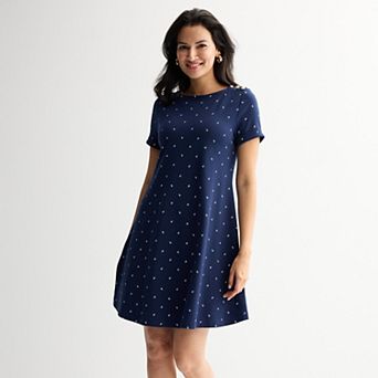 Petite Croft & Barrow® Buttoned Shoulder Midi Dress