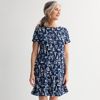 Petite Croft & Barrow® Buttoned Shoulder Midi Dress
