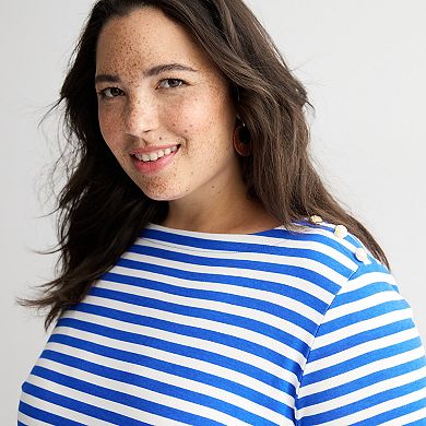 Plus Size Croft & Barrow® Buttoned Shoulder Dress