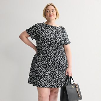 Plus Size Croft & Barrow® Buttoned Shoulder Dress