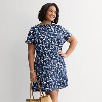 Plus Size Croft & Barrow® Buttoned Shoulder Dress