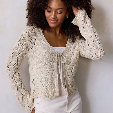 Petite LC Lauren Conrad Scallop Hem Cardigan