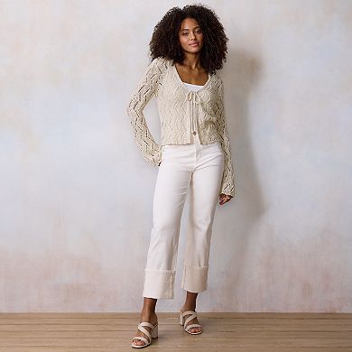 Petite LC Lauren Conrad Scallop Hem Cardigan