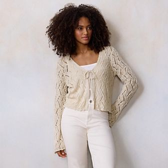 Petite LC Lauren Conrad Scallop Hem Cardigan