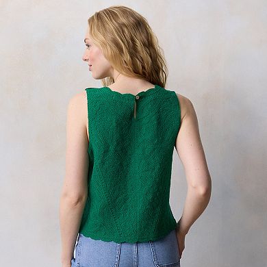 Petite LC Lauren Conrad Crochet Shell Sweater