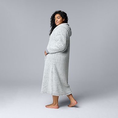 Plus Size Simply Vera Vera Wang Sherpa Long Sleeve Hooded Lounger