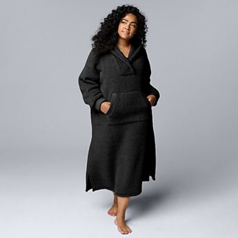 Plus Size Simply Vera Vera Wang Sherpa Long Sleeve Hooded Lounger
