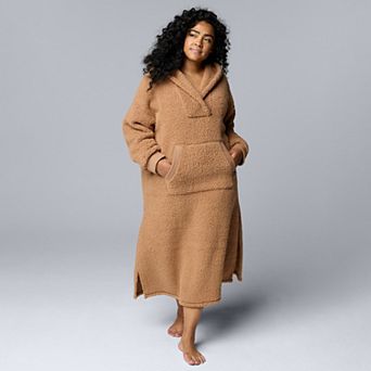 Plus Size Simply Vera Vera Wang Sherpa Long Sleeve Hooded Lounger