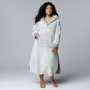 Plus Size Simply Vera Vera Wang Sherpa Long Sleeve Hooded Lounger
