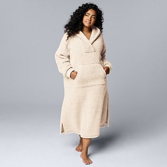 Plus Size Simply Vera Vera Wang Sherpa Long Sleeve Hooded Lounger