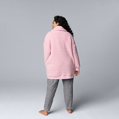 Plus Size Simply Vera Vera Wang Plush Sherpa Long Sleeve Open Front Cardigan