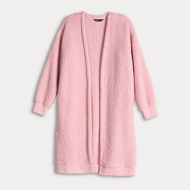Women's Simply Vera Vera Wang Plush Sherpa Long Sleeve Open Front Cardigan