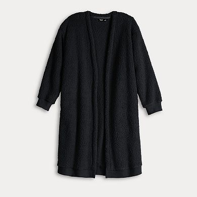 Women's Simply Vera Vera Wang Plush Sherpa Long Sleeve Open Front Cardigan