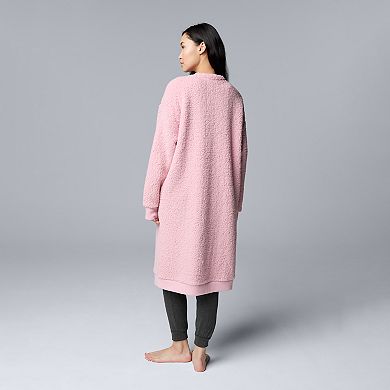 Women's Simply Vera Vera Wang Plush Sherpa Long Sleeve Open Front Cardigan