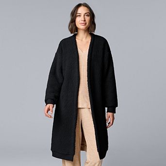 Women's Simply Vera Vera Wang Plush Sherpa Long Sleeve Open Front Cardigan