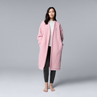 Women's Simply Vera Vera Wang Plush Sherpa Long Sleeve Open Front Cardigan