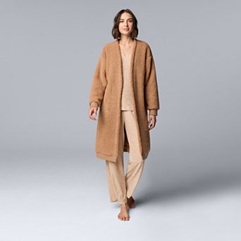 Women's Simply Vera Vera Wang Plush Sherpa Long Sleeve Open Front Cardigan