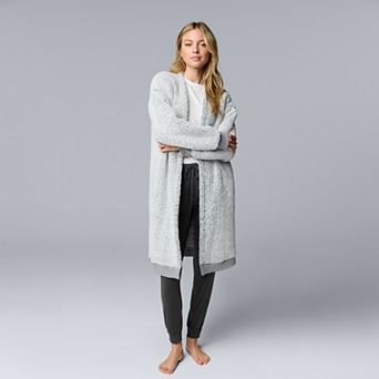 Women's Simply Vera Vera Wang Plush Sherpa Long Sleeve Open Front Cardigan