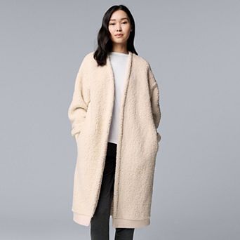 Women's Simply Vera Vera Wang Plush Sherpa Long Sleeve Open Front Cardigan