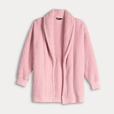Women's Simply Vera Vera Wang Plush Sherpa Long Sleeve Open Front Cardigan