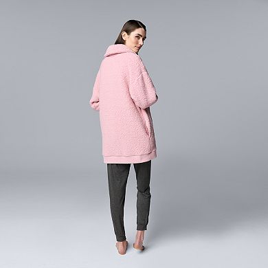 Women's Simply Vera Vera Wang Plush Sherpa Long Sleeve Open Front Cardigan