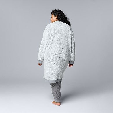Plus Size Simply Vera Vera Wang Plush Sherpa Long Sleeve Open Front Cardigan