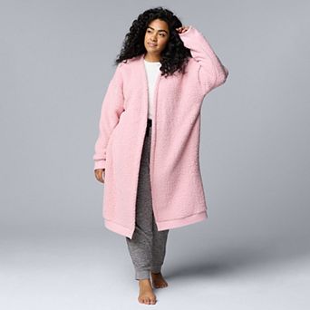 Plus Size Simply Vera Vera Wang Plush Sherpa Long Sleeve Open Front Cardigan