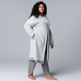 Plus Size Simply Vera Vera Wang Plush Sherpa Long Sleeve Open Front Cardigan