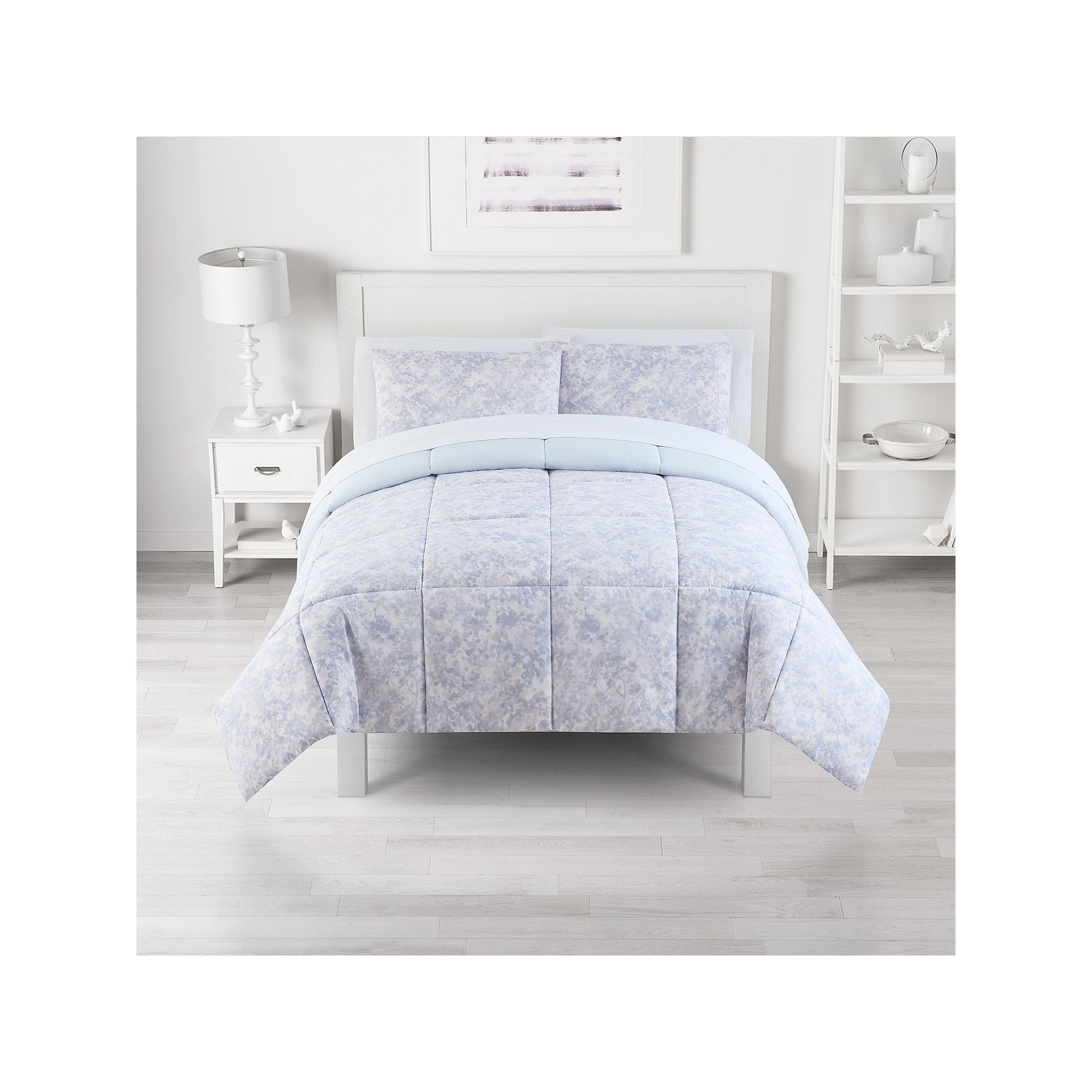 The Big One 3-Piece Marbled Texture Pattern Reversible Comforter Set, Purpl