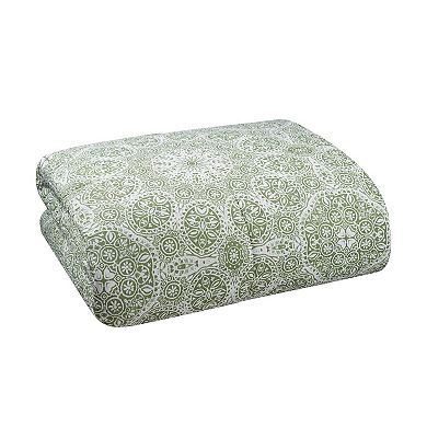 The Big One Sage Green Floral Medallions 3-Piece Reversible Comforter Set
