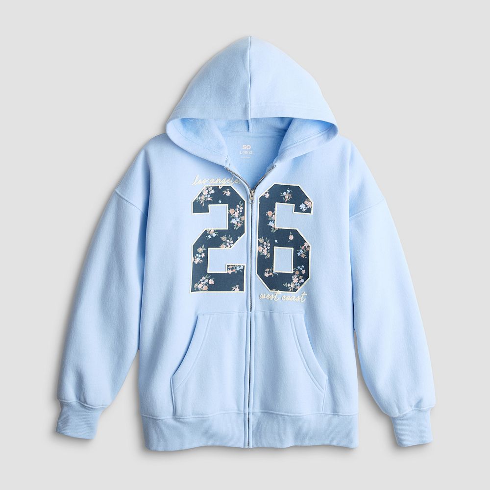 Girls 6-20 SO® Oversized Front Zip Hoodie in Regular & Plus Size