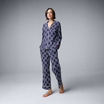 Women's Simply Vera Vera Wang 2 pc Pajama Top & Pajama Bottoms Set