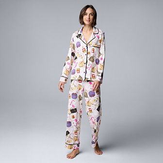 Women's Simply Vera Vera Wang 2 pc Pajama Top & Pajama Bottoms Set