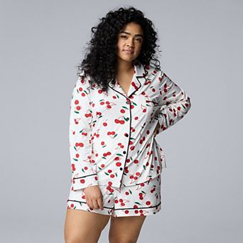 Plus Size Simply Vera Vera Wang 2 pc Cozy Long Sleeve Pajama Top & Pajama Shorts Set