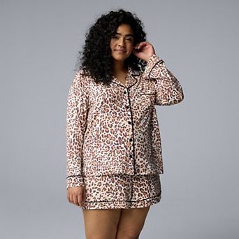 Plus Size Simply Vera Vera Wang 2 pc Cozy Long Sleeve Pajama Top & Pajama Shorts Set