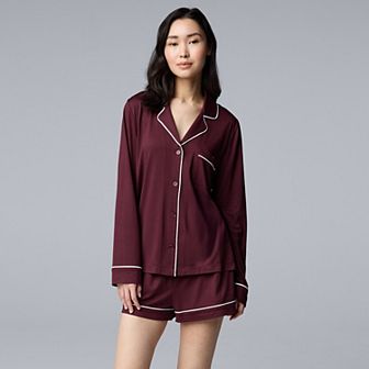 Women's Simply Vera Vera Wang 2 pc Cozy Long Sleeve Pajama Top & Pajama Shorts Set