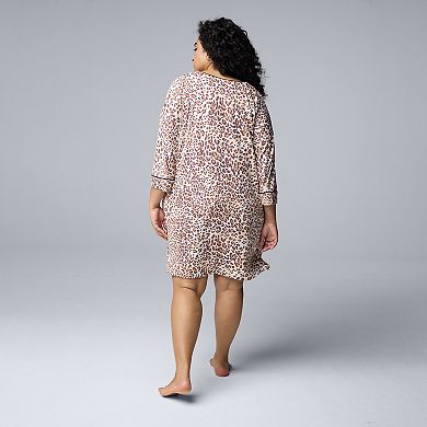 Plus Size Simply Vera Vera Wang Cozy 3/4 Sleeve Sleepshirt