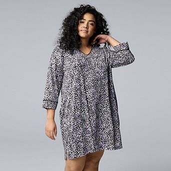 Plus Size Simply Vera Vera Wang Cozy 3/4 Sleeve Sleepshirt