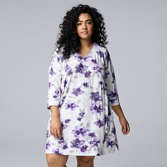 Plus Size Simply Vera Vera Wang Cozy 3/4 Sleeve Sleepshirt