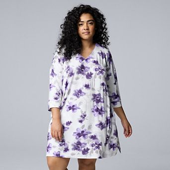 Plus Size Simply Vera Vera Wang Cozy 3/4 Sleeve Sleepshirt